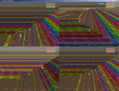 We wanted a rainbow! Then Cronix left us :((( And we only had 3 people. That didn't stop us though!  I produced 4 walls with my computer, while over and theroze had the other 2, so they could focus on screenshooting. My computer couldn't handle that very well though (and my brain! How confusing it was to steer 4 lightcycles, even if it had infinite rubber and only left turns xD), and as you can see in the screenshot I ended up with 0 fps. My screen stayed like that for half an hour before the game crashed, so I guess it was literally 0 fps.