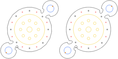 Result: left with fewer, right with more Bezier segments