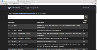 +ap Command Search, based on vertrex's Armagetron Advanced Web Interface