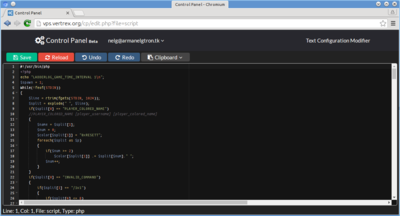Text editor with php script loaded