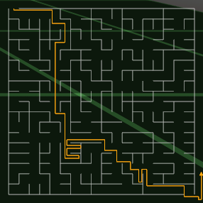 Incam, high walls, 3 blocks/sec speed, not looking on the map and the first time I drove through that maze.